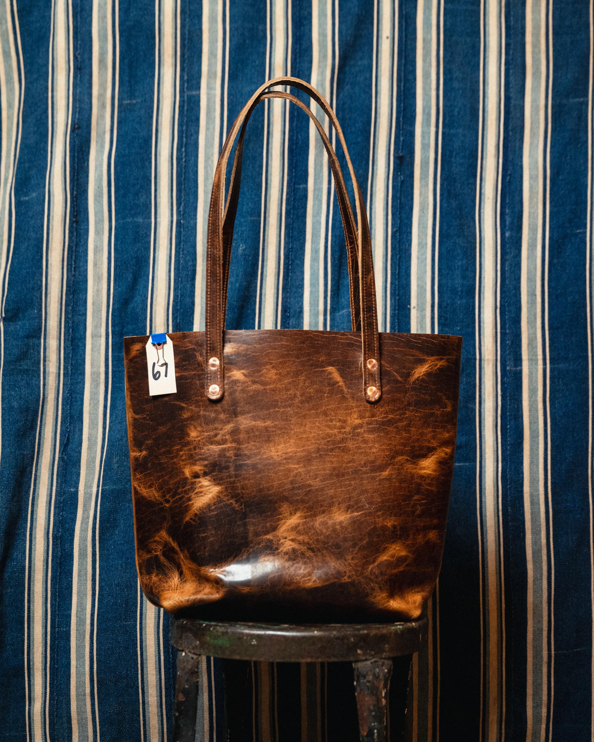67. Sand Rustic Bison Tote with 11” 2-ply handles