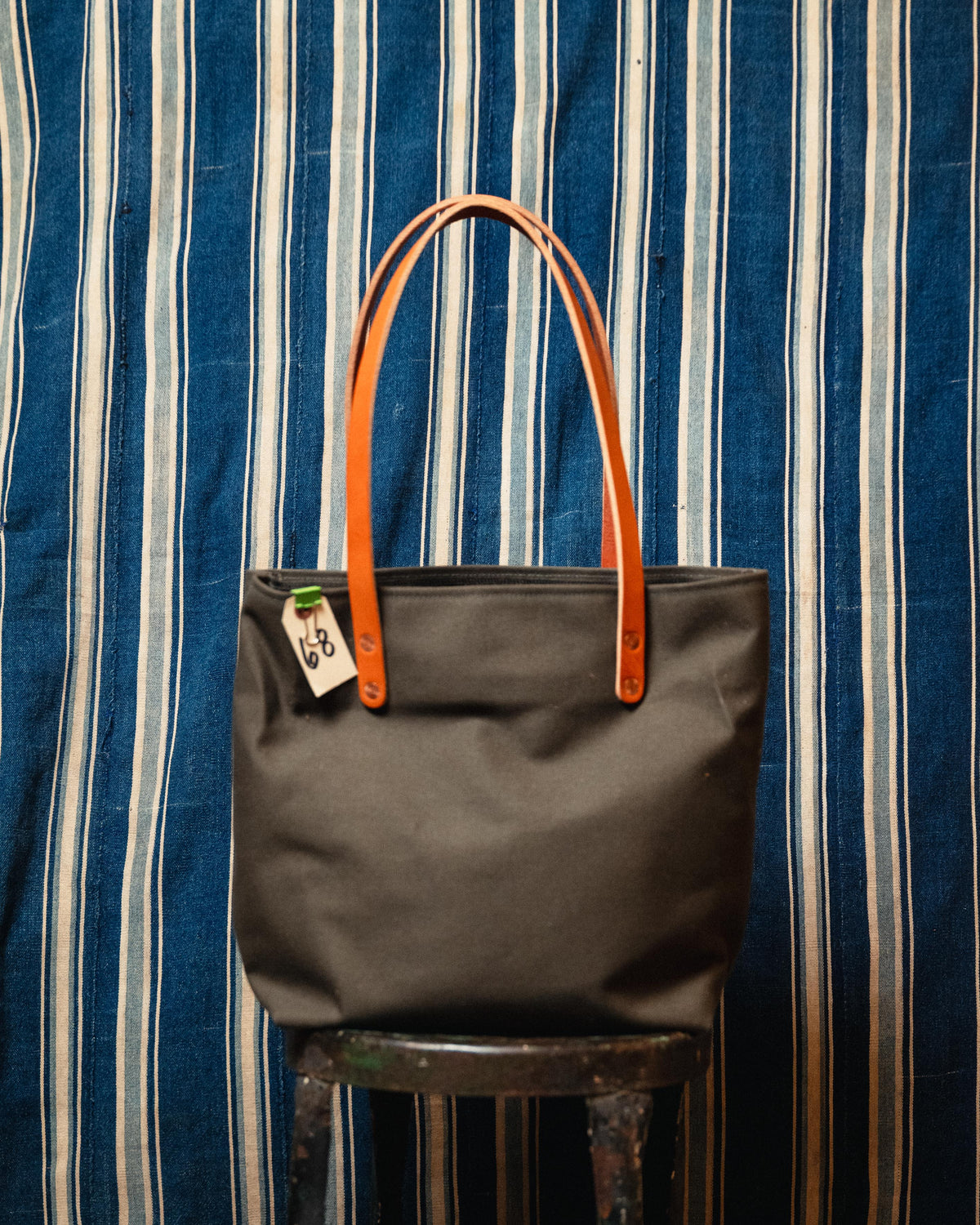 68. Green Canvas Tote with 11” Handles