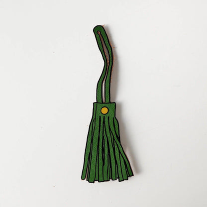 Leaf Cypress Leather Tassel- leather tassel keychain - KMM &amp; Co.