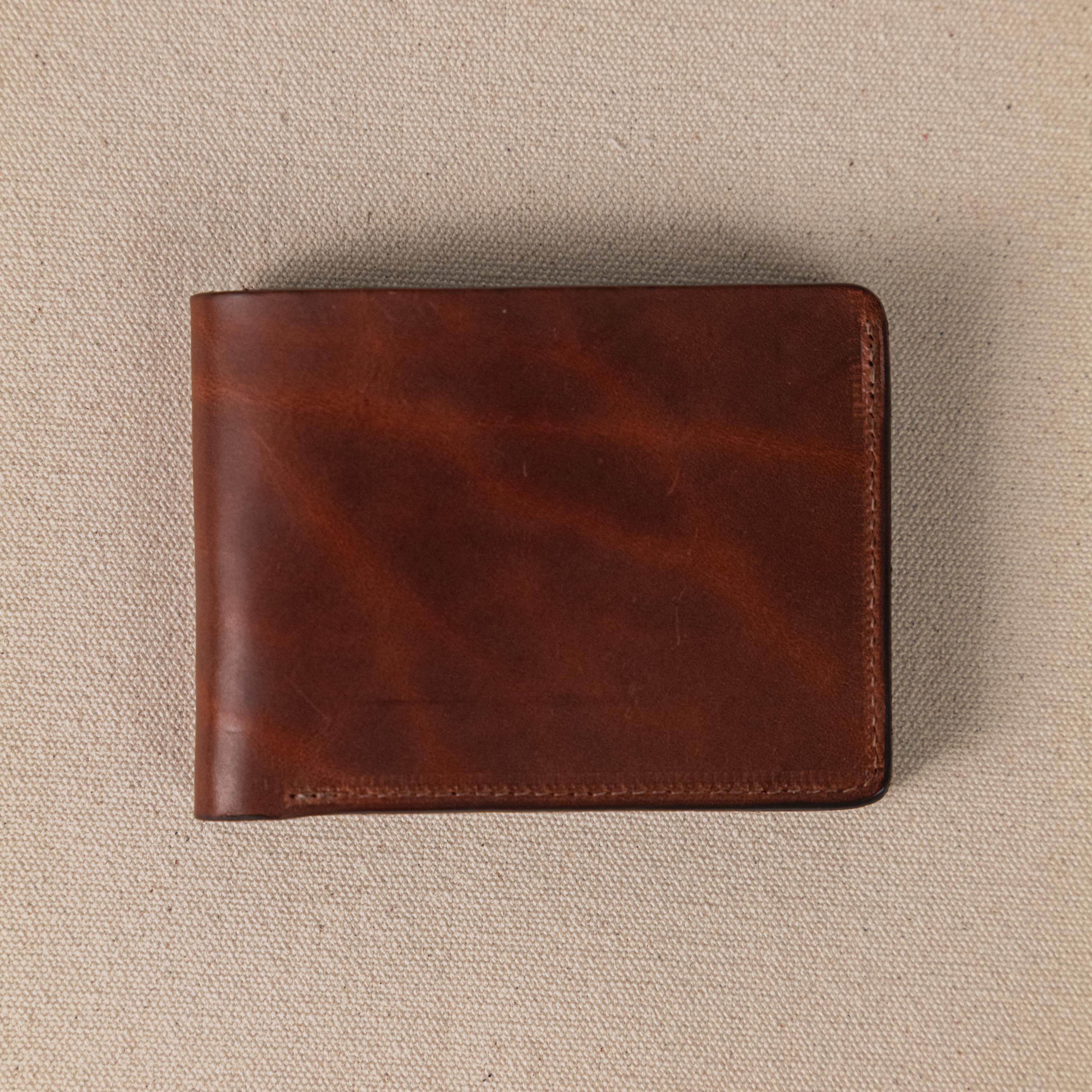 Medium Brown Billfold- leather billfold wallet - mens leather bifold wallet - KMM &amp; Co.