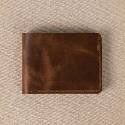 Natural Chromexcel Billfold- leather billfold wallet - mens leather bifold wallet - KMM &amp; Co.