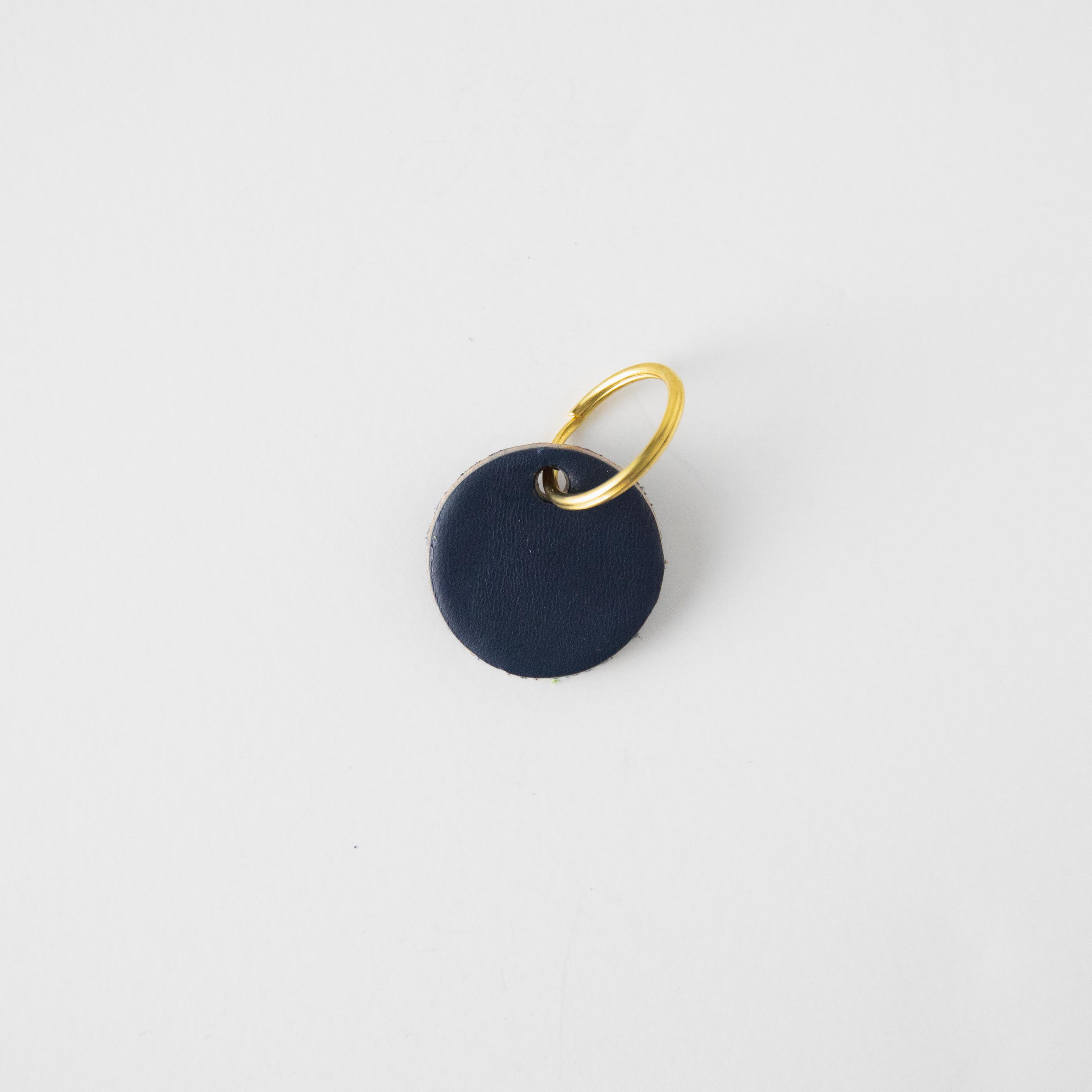 Navy Circle Key Fob- leather keychain - leather key holder - leather key fob - KMM &amp; Co.
