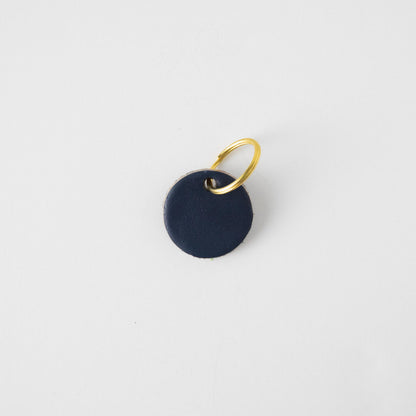 Navy Circle Key Fob- leather keychain - leather key holder - leather key fob - KMM &amp; Co.
