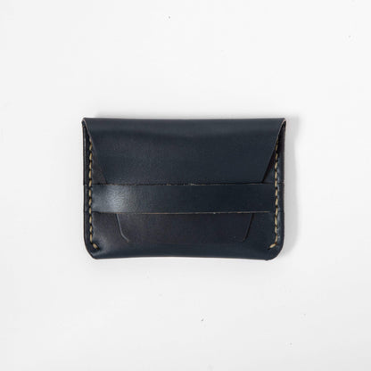 Navy Flap Wallet- mens leather wallet - handmade leather wallets at KMM &amp; Co.