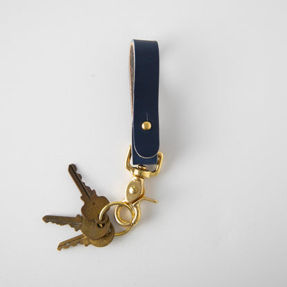 Navy Key Lanyard- leather keychain for men and women - KMM &amp; Co.