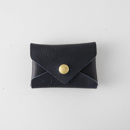 Navy Kodiak Card Envelope- card holder wallet - leather wallet made in America at KMM &amp; Co.