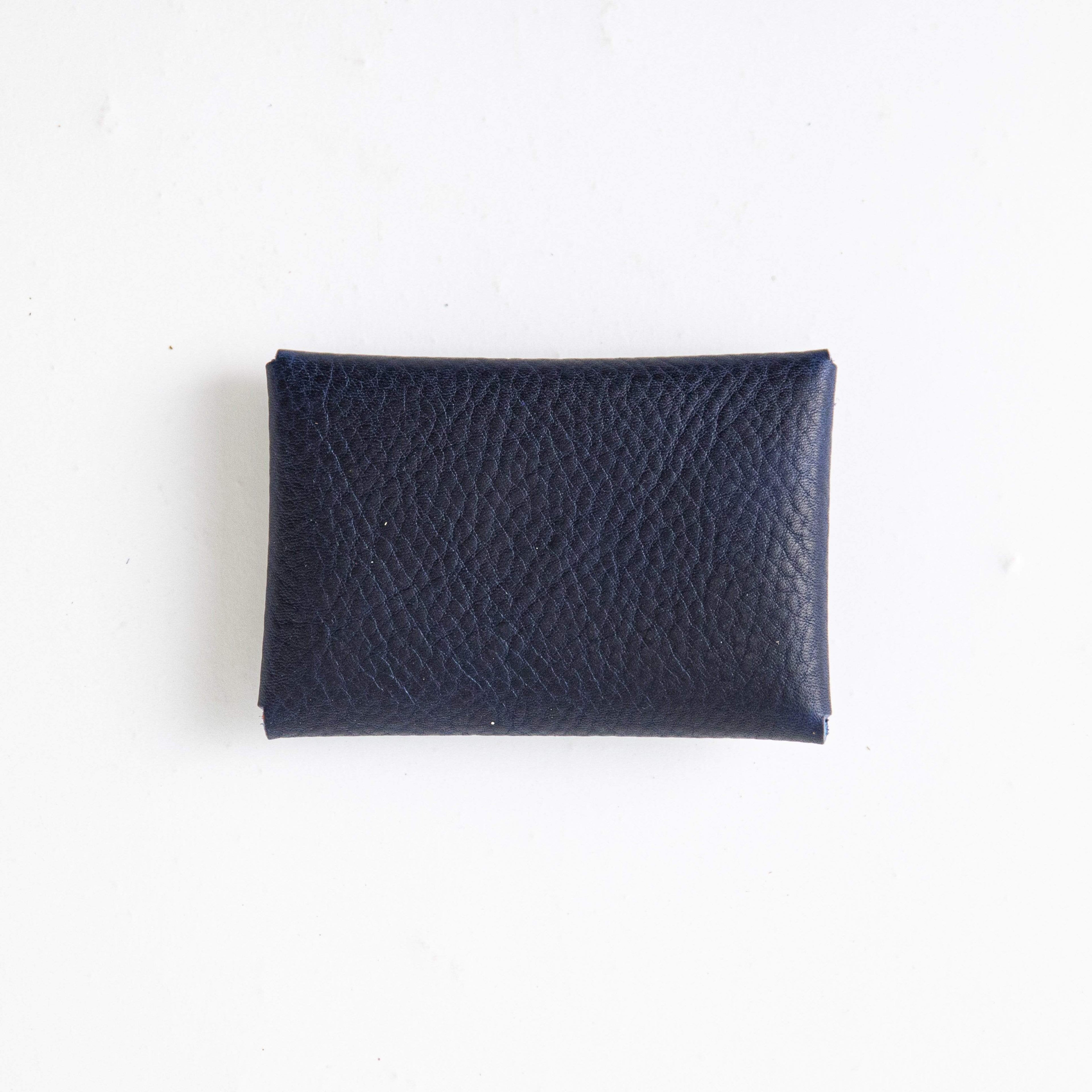 Navy Kodiak Card Envelope- card holder wallet - leather wallet made in America at KMM &amp; Co.