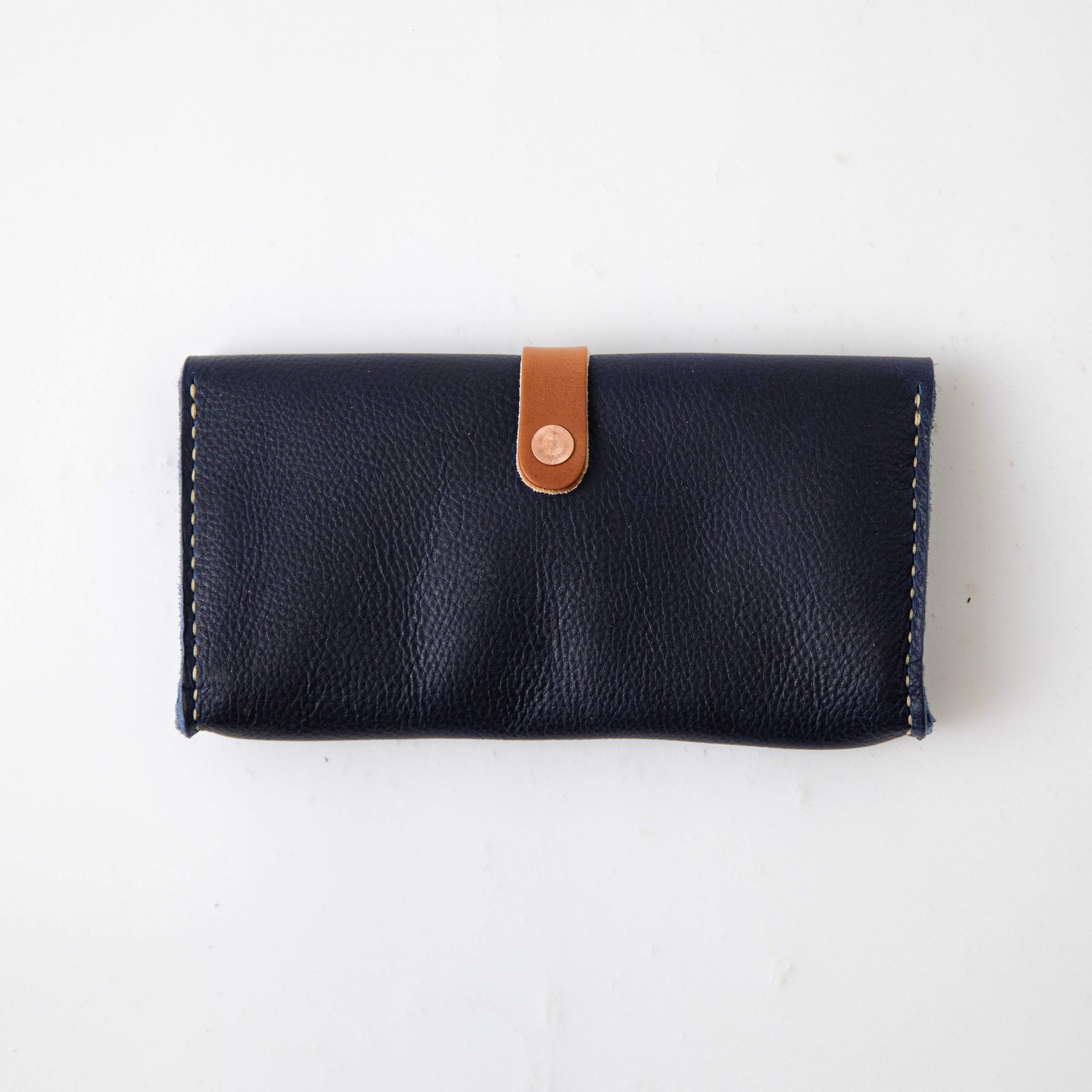 Navy Kodiak Clutch Wallet- leather clutch bag - leather handmade bags - KMM &amp; Co.