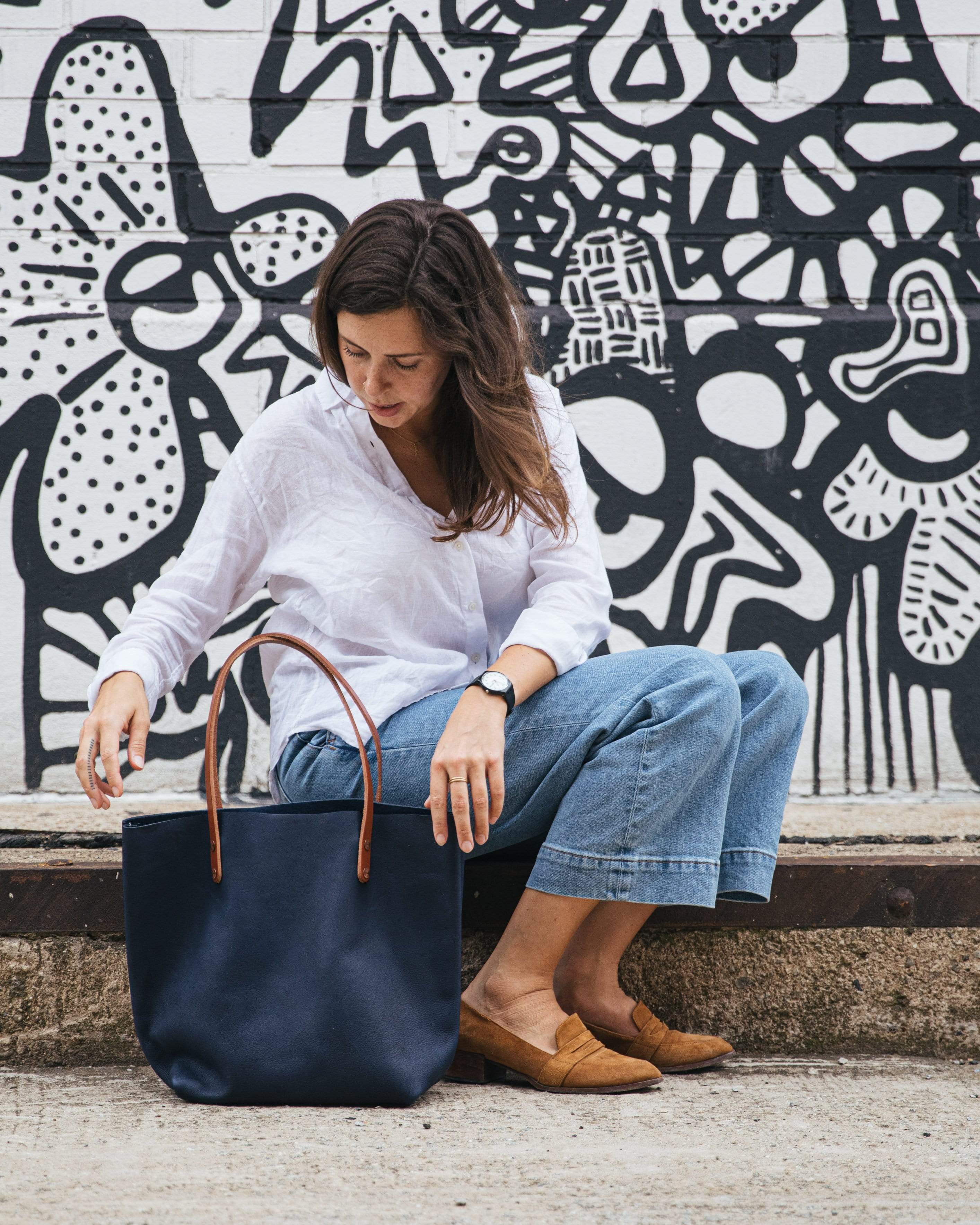Navy Kodiak Tote- blue handbag handmade in America