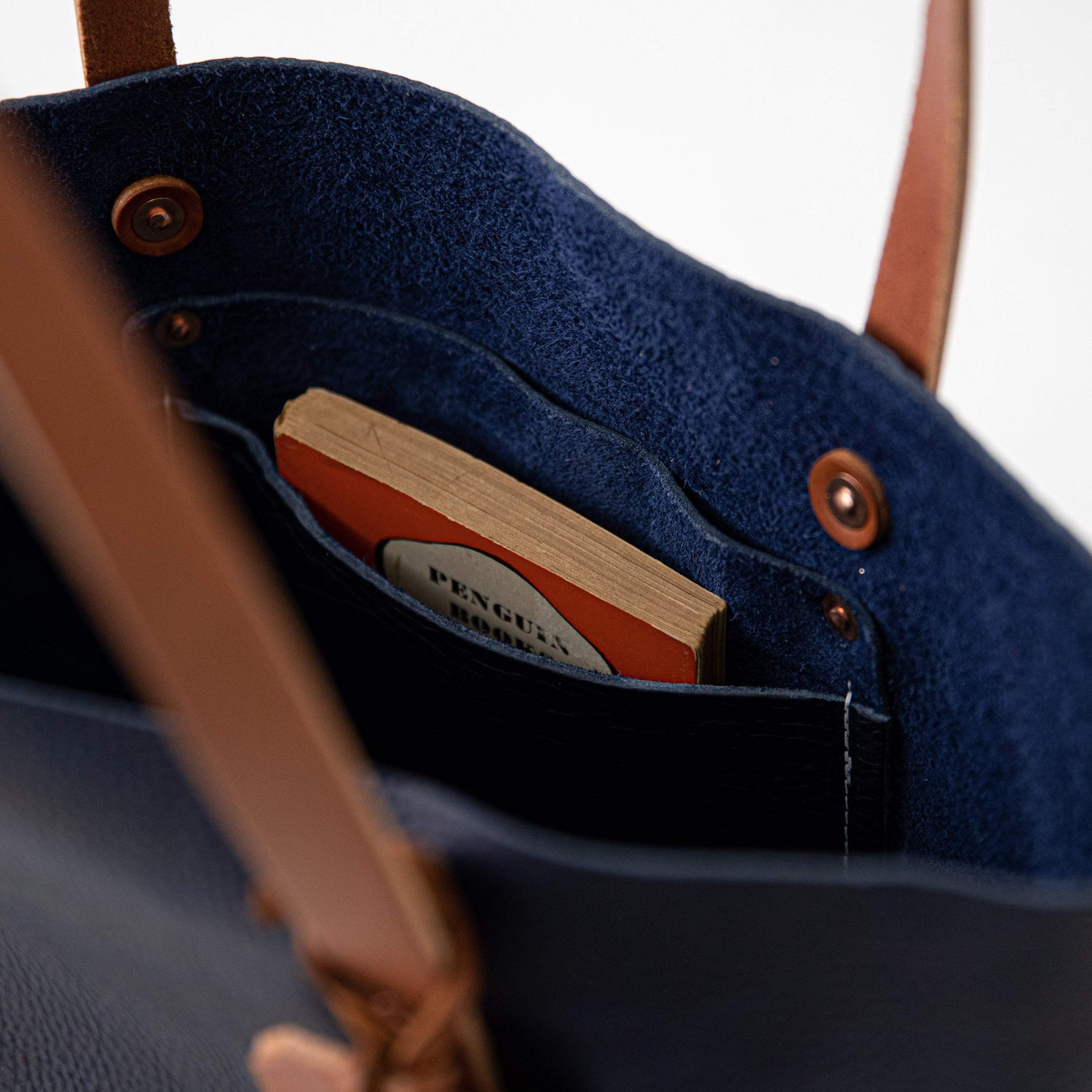 Navy Kodiak Tote- blue handbag handmade in America
