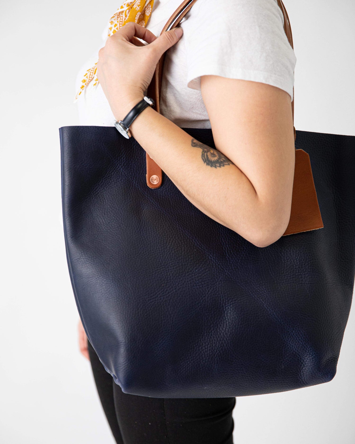 Navy Kodiak Tote- blue handbag handmade in America