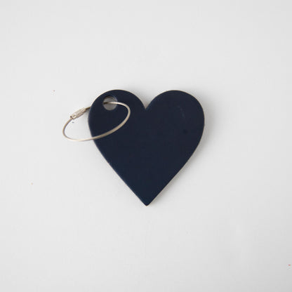 Navy Leather Heart Tag- personalized luggage tags - custom luggage tags - KMM &amp; Co.