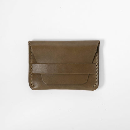Olive Green Flap Wallet- mens leather wallet - handmade leather wallets at KMM &amp; Co.
