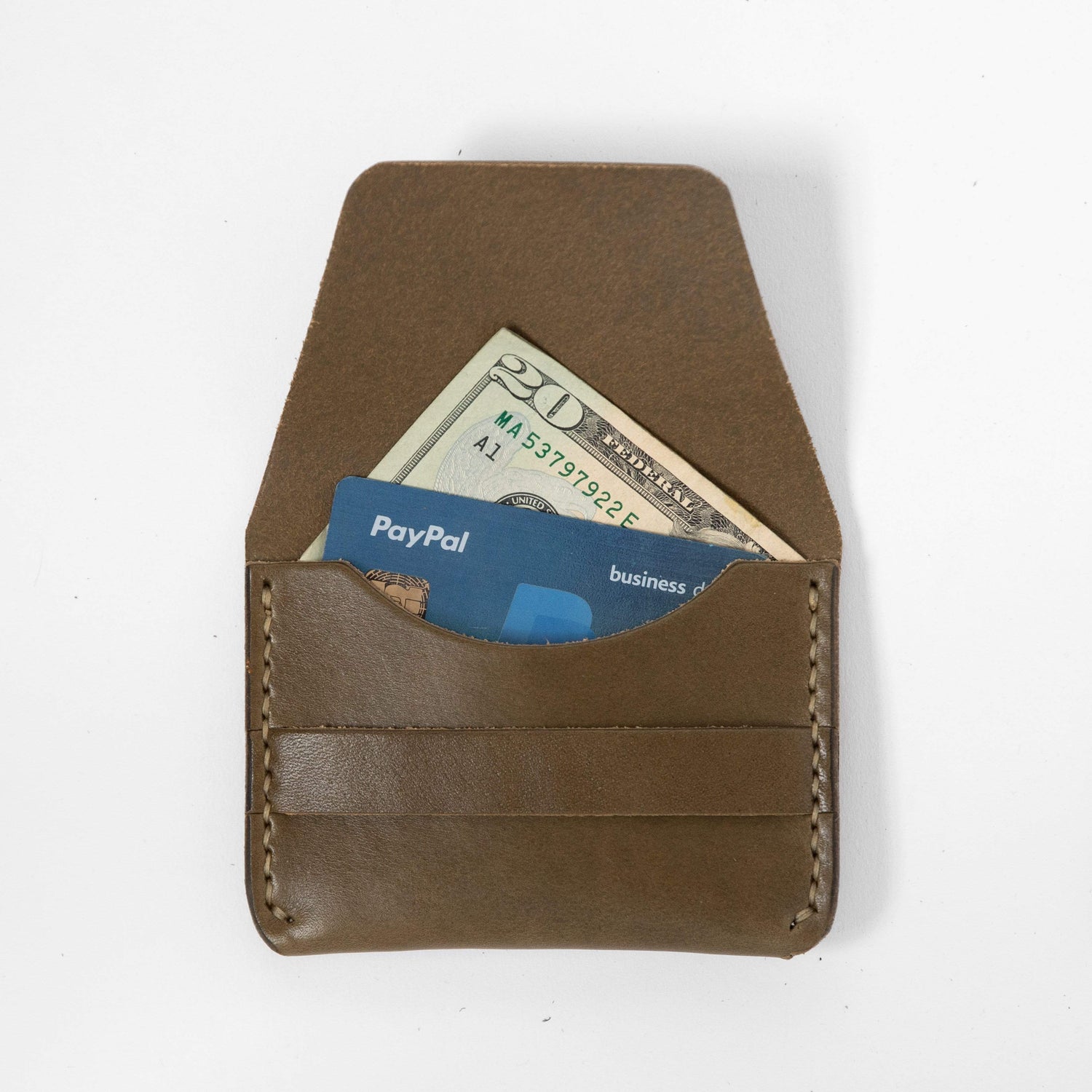 Olive Green Flap Wallet- mens leather wallet - handmade leather wallets at KMM &amp; Co.