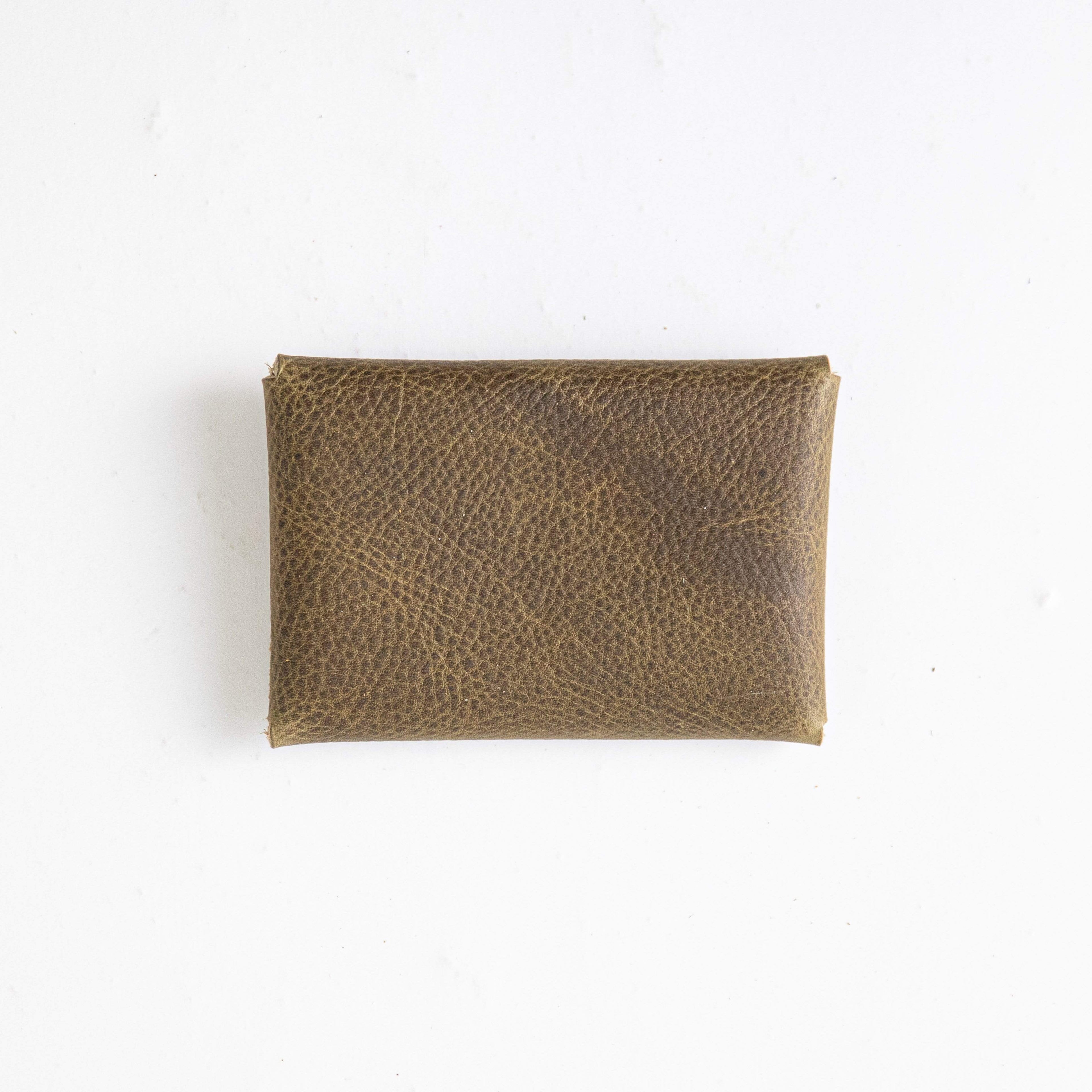 Olive Kodiak Card Envelope- card holder wallet - leather wallet made in America at KMM &amp; Co.