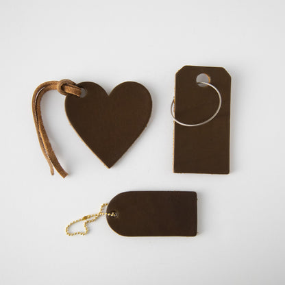 Olive Leather Heart Tag- personalized luggage tags - custom luggage tags - KMM &amp; Co.