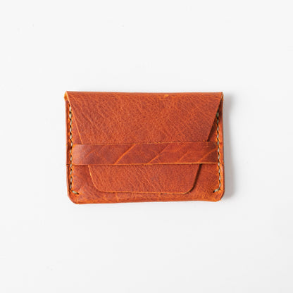 Orange Bison Flap Wallet- mens leather wallet - handmade leather wallets at KMM &amp; Co.