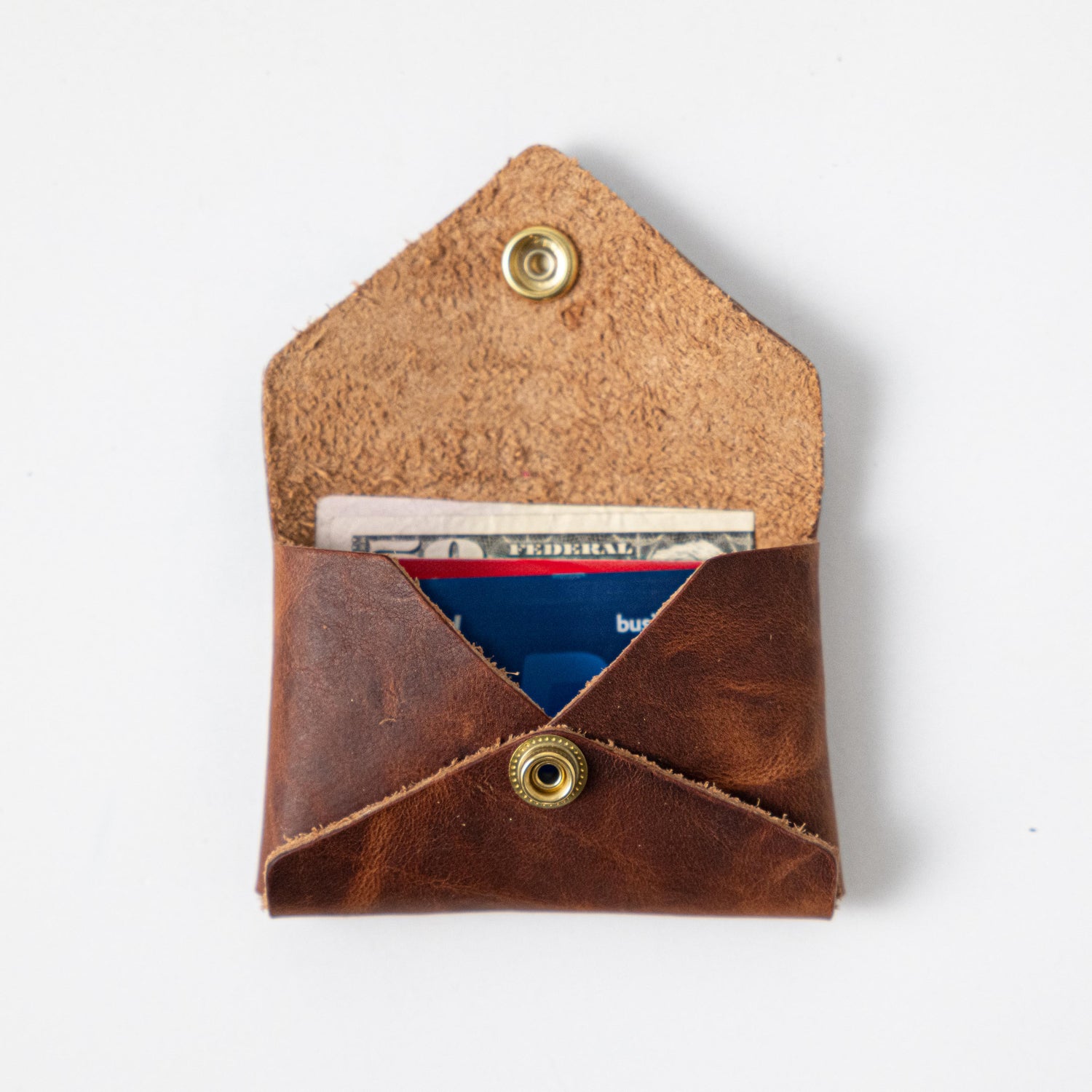 Original Bison Card Envelope- card holder wallet - leather wallet made in America at KMM &amp; Co.