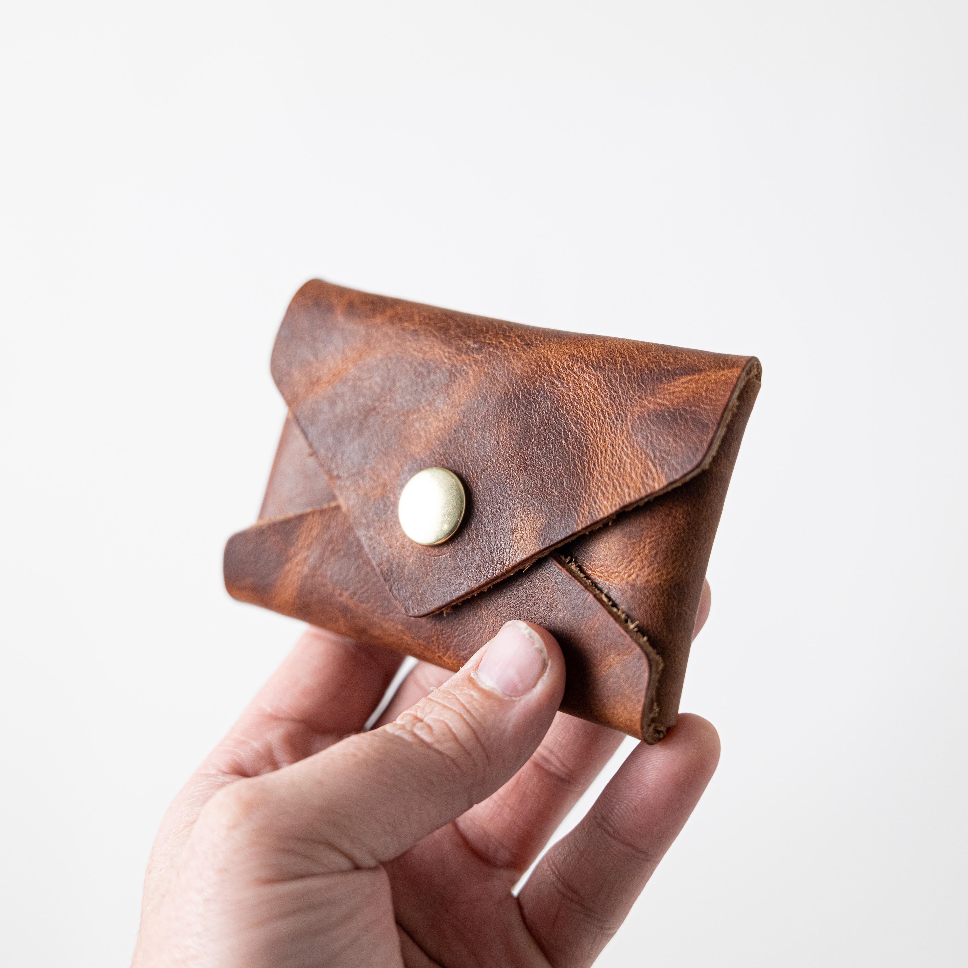 Original Bison Card Envelope- card holder wallet - leather wallet made in America at KMM &amp; Co.