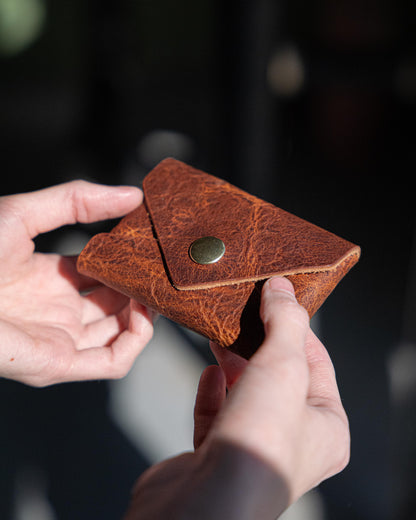 Original Bison Card Envelope- card holder wallet - leather wallet made in America at KMM &amp; Co.