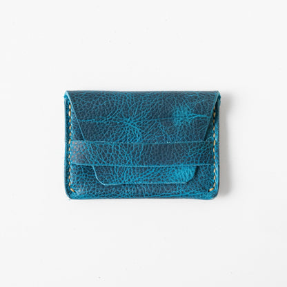 Petrol Blue Bison Flap Wallet- mens leather wallet - handmade leather wallets at KMM &amp; Co.