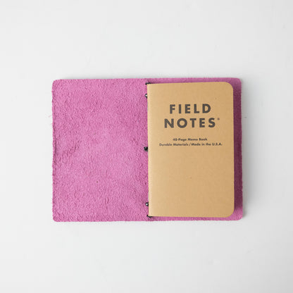 Pink Bulldog Travel Notebook- leather journal - leather notebook - KMM &amp; Co.
