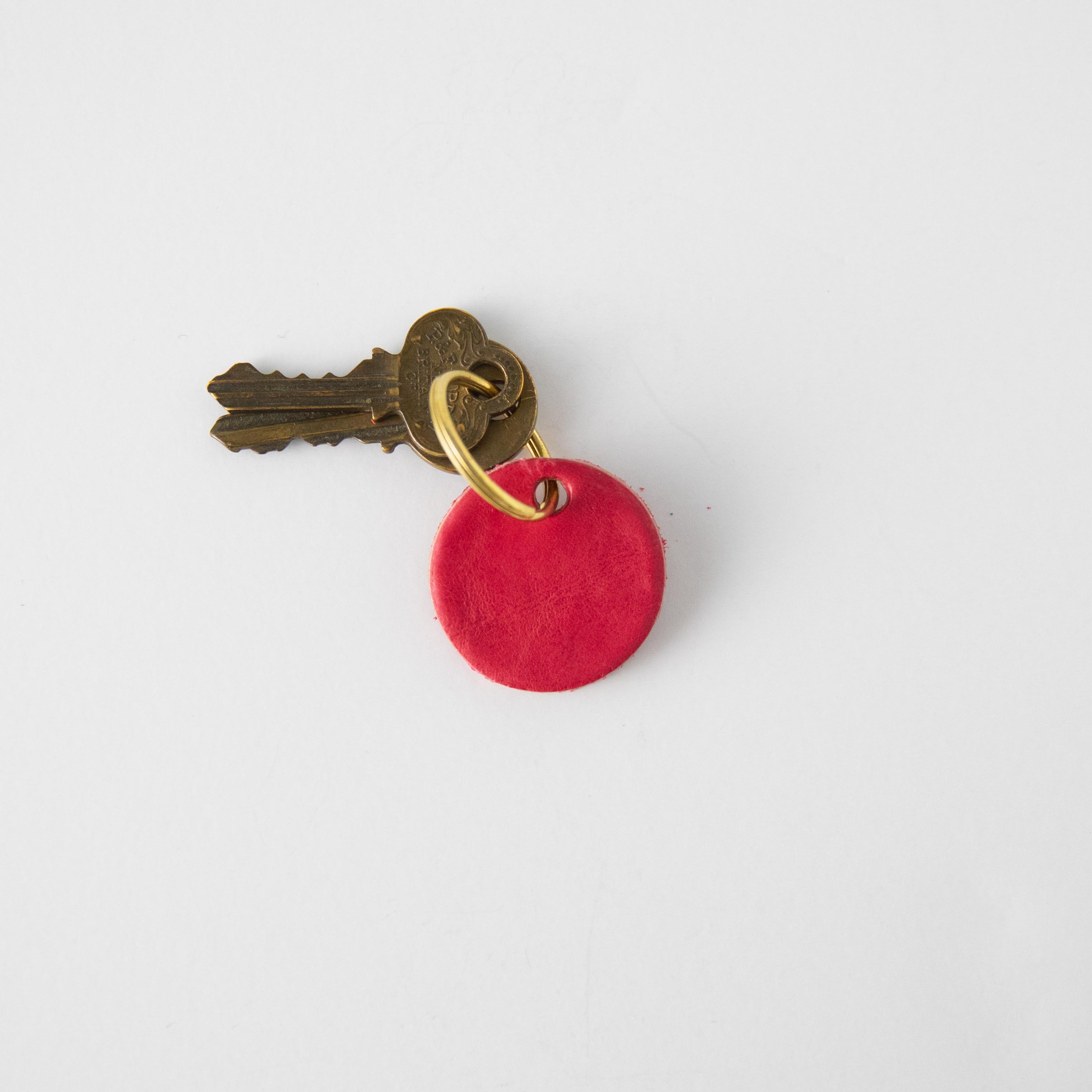 Pink Circle Key Fob- leather keychain - leather key holder - leather key fob - KMM &amp; Co.