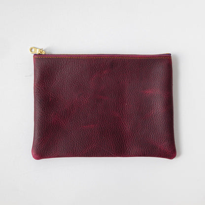 Purple Kodiak Medium Zip Pouch- leather zipper pouch - KMM &amp; Co.