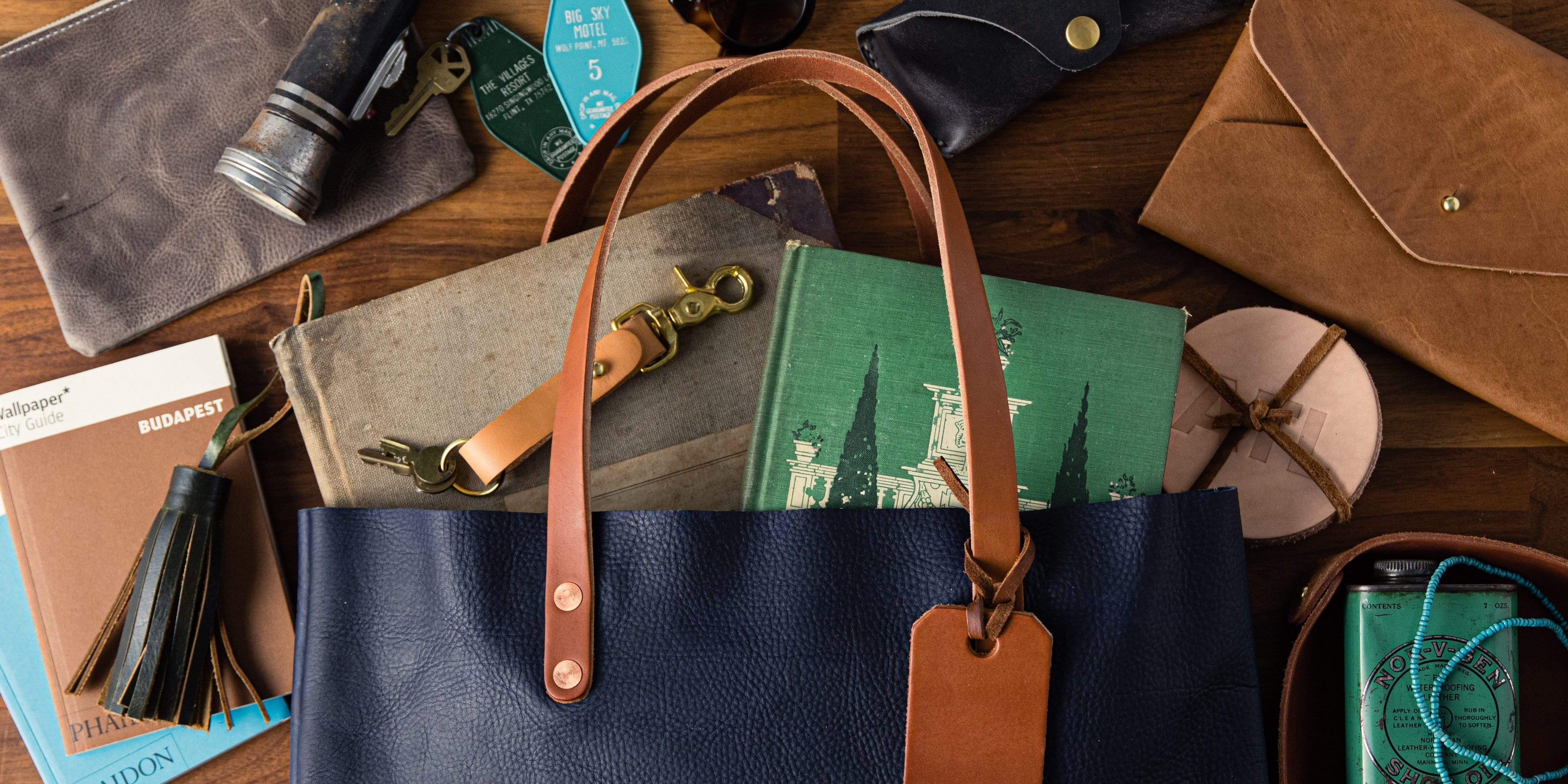 Scratch-and-Dent Navy Kodiak Tote- blue handbag handmade in America