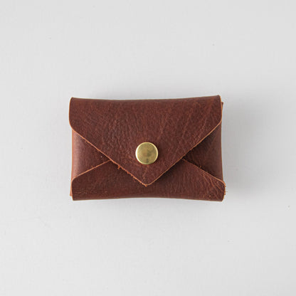 Tan Kodiak Card Envelope- card holder wallet - leather wallet made in America at KMM &amp; Co.