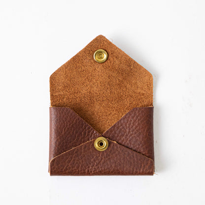 Tan Kodiak Card Envelope- card holder wallet - leather wallet made in America at KMM &amp; Co.