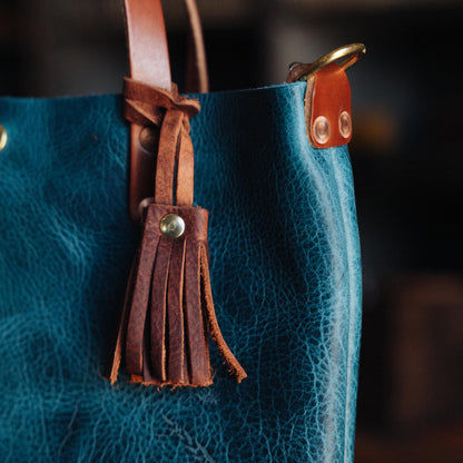 Tan Kodiak Leather Tassel- leather tassel keychain - KMM &amp; Co.