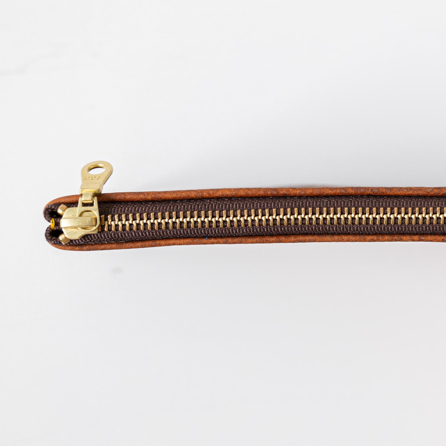 Tan Kodiak Small Zip Pouch- small zipper pouch - leather zipper pouch - KMM &amp; Co.