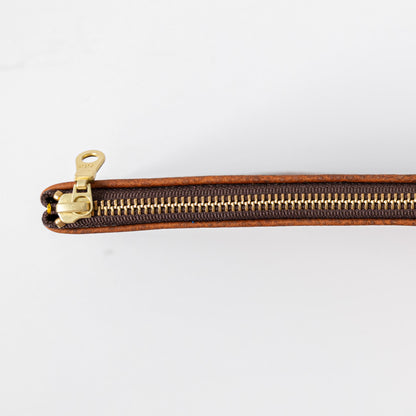 Tan Kodiak Small Zip Pouch- small zipper pouch - leather zipper pouch - KMM &amp; Co.