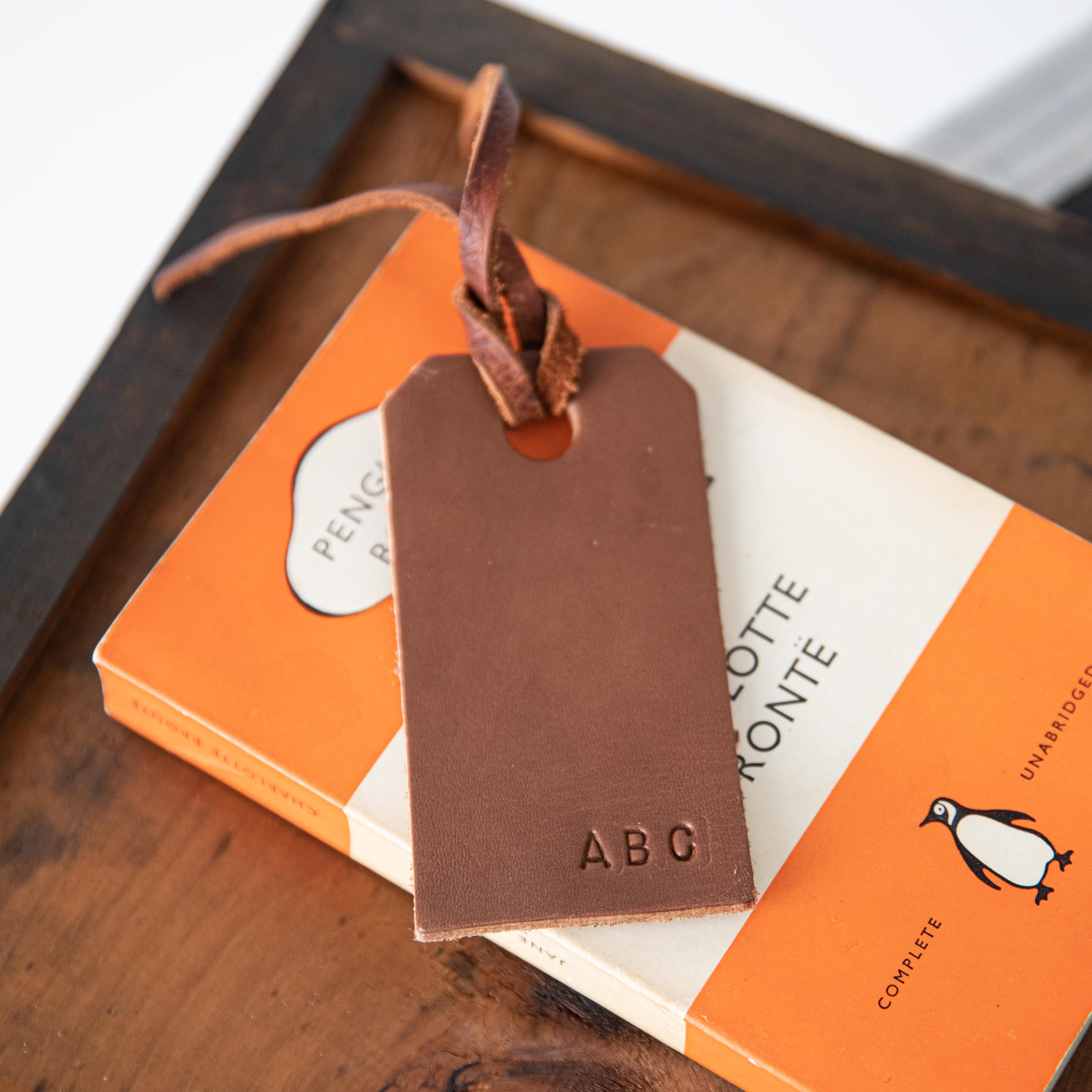 Tan Leather Tag- personalized luggage tags - custom luggage tags - KMM &amp; Co.