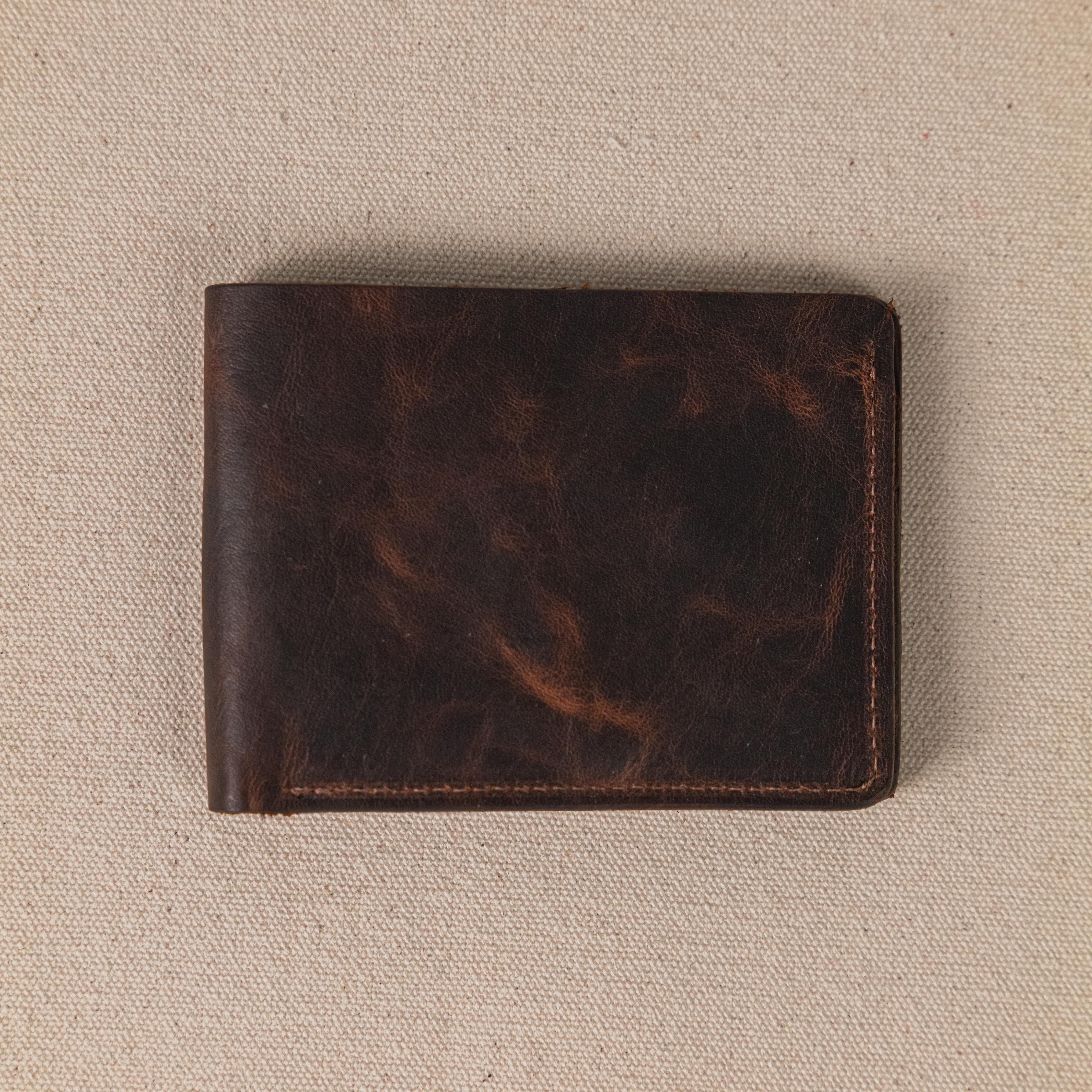 Tortoiseshell Billfold- leather billfold wallet - mens leather bifold wallet - KMM &amp; Co.