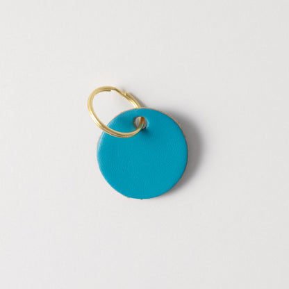 Turquoise Circle Key Fob- leather keychain - leather key holder - leather key fob - KMM &amp; Co.