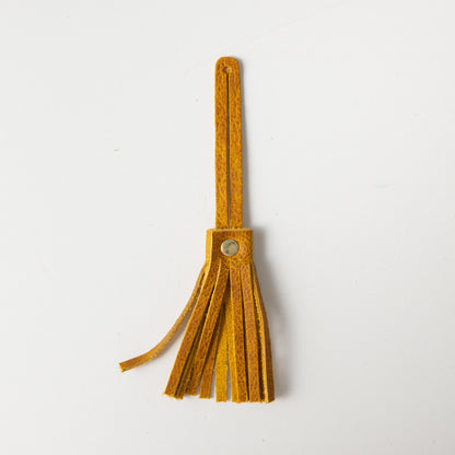 Yellow Bison Leather Tassel- leather tassel keychain - KMM &amp; Co.