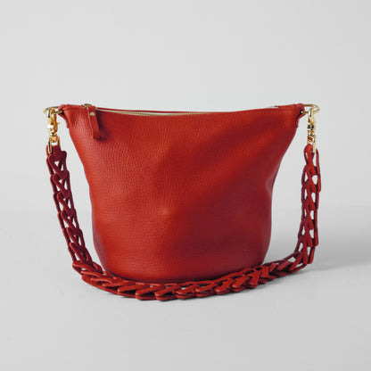 Red Cypress Zip-Top Bucket Bag