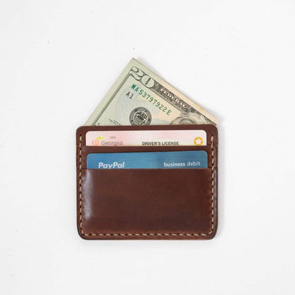 Medium Brown Slim Card Wallet- slim wallet - mens leather wallet - KMM &amp; Co.