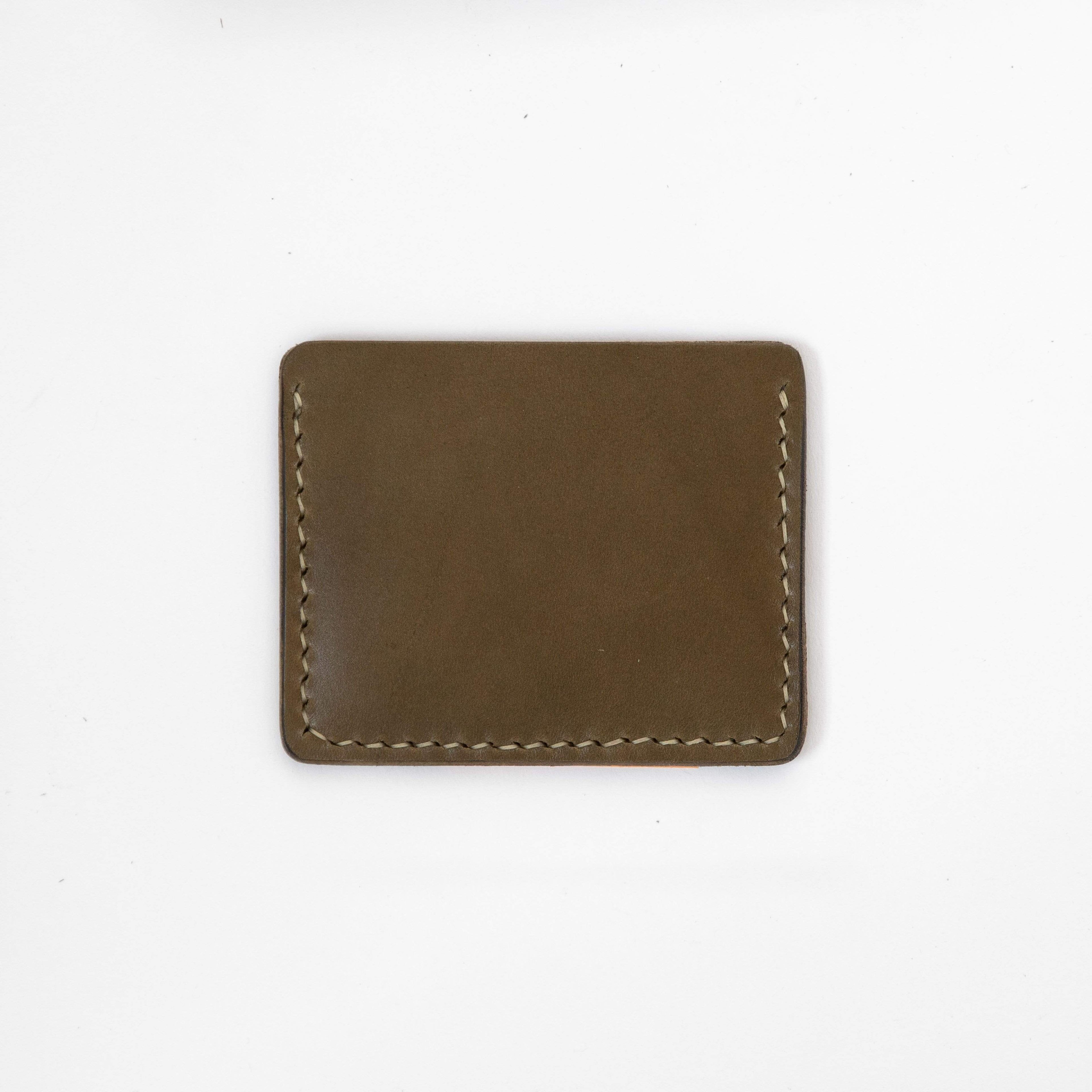 Olive Green Slim Card Wallet- slim wallet - mens leather wallet - KMM &amp; Co.